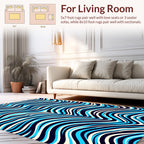 Bold Blue White Wavy Striped Design Rug