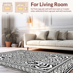 Black White Intricate Mandala Design Rug