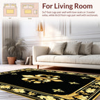 Regal Gold Fleur-de-lis Black Floral Rug