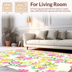 Dainty Pink Yellow Floral Design Rug