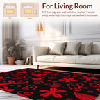 Red Flower Doodle Pattern Rug