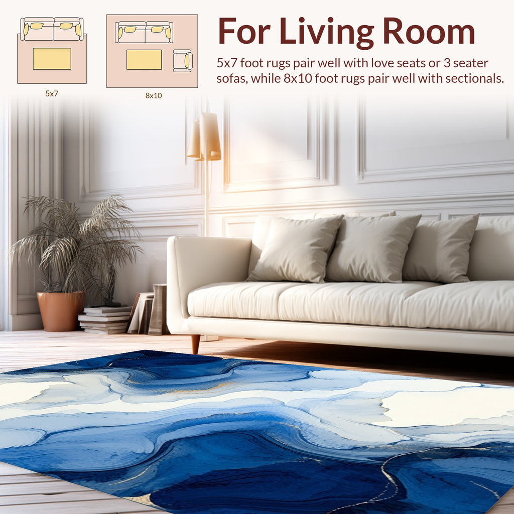 Indigo Swirl Abstract Flow Rug