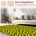 Bright Yellow Black Animal Print Rug