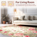 Soft Pink Rose Garden Pattern Rug