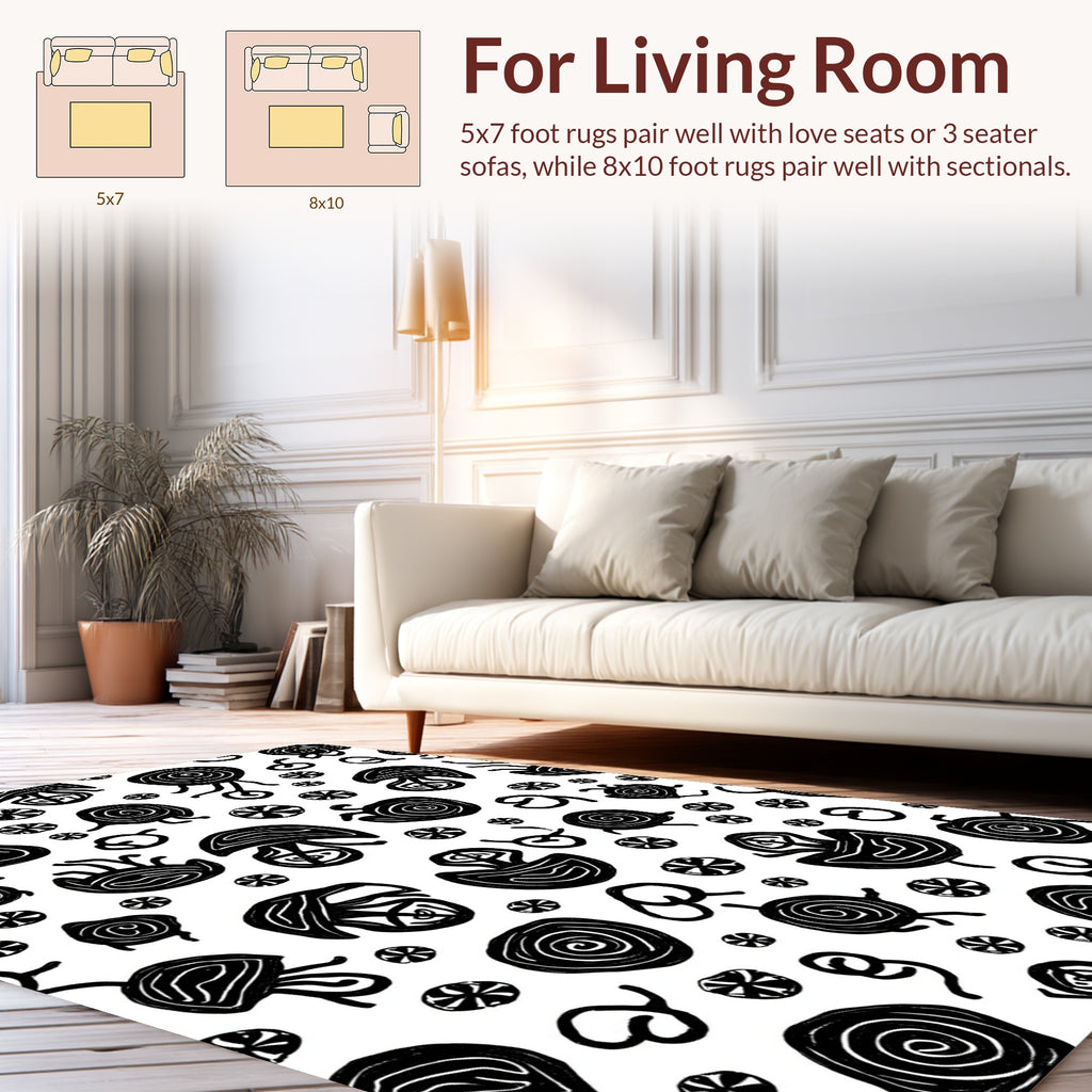Tribal Jellyfish Swirl Pattern Rug