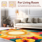 Vibrant Tropical Sun Floral Burst Rug