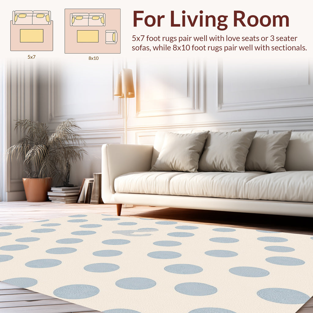 Charming Blue Polka Dot Pattern Rug