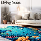 Ocean Sharks Coral Reef Design Rug