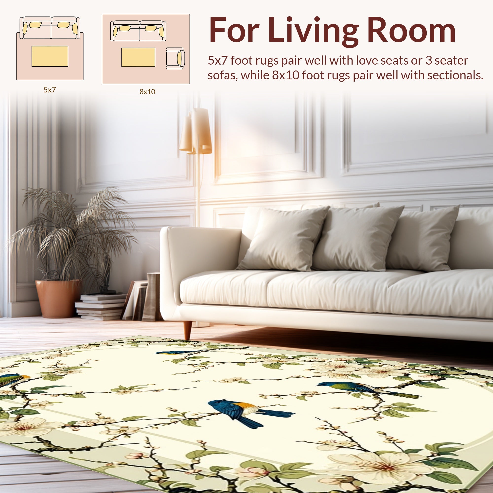 Birds and Blossoms Eastern Style Rug