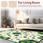 Intricate Green Floral Vine Print Rug