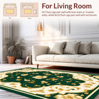 Elaborate Floral Scrollwork Emerald Rug