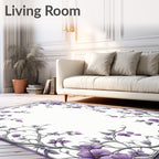 Purple Floral Vine Border Design Rug