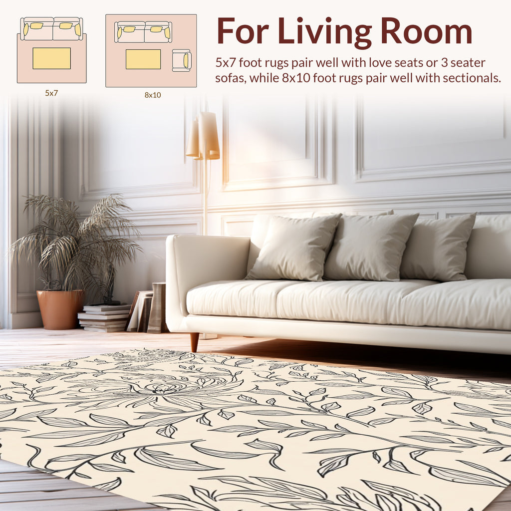 Delicate Floral Scroll Pattern Design Rug