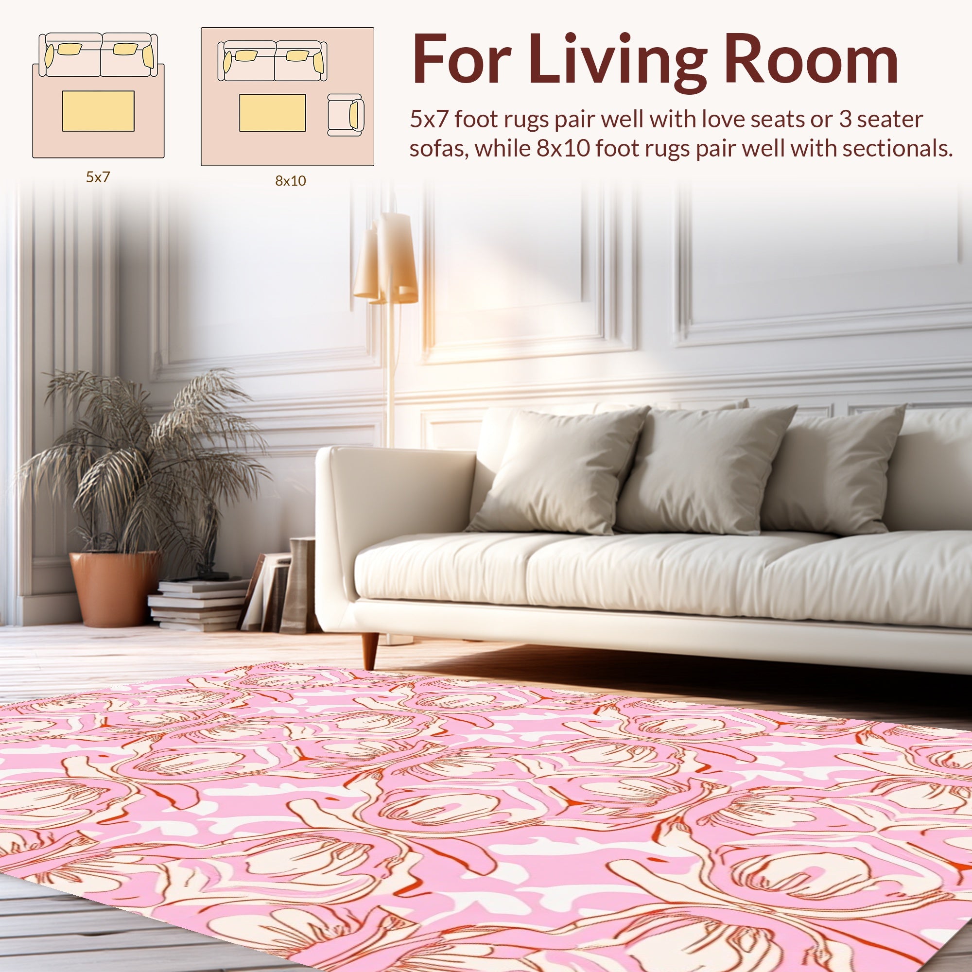 Pink Floral Abstract Pattern Rug