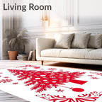 Crimson Christmas Tree Snowflake Garland Rug