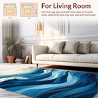 Abstract Blue Ocean Wave Pattern Rug