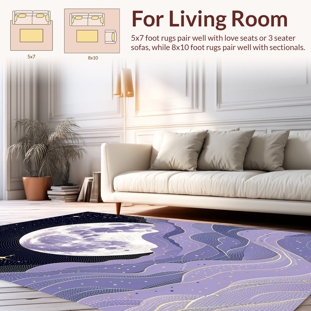 Whimsical Moon Wave Pattern Rug