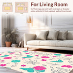 Whimsical Butterfly Flower Garden Print Rug