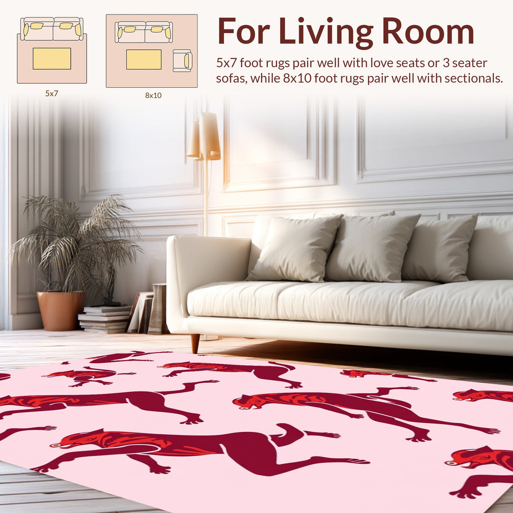 Red And Pink Animal Motif Rug