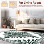 Dark Green Floral Medallion Design Rug