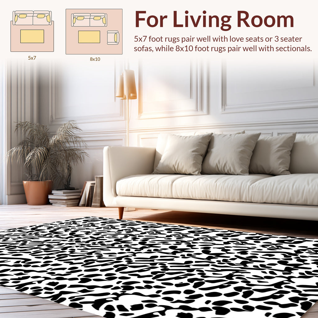 Abstract Black White Organic Pattern Rug