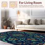Ornate Teal Gold Swirl Pattern Rug
