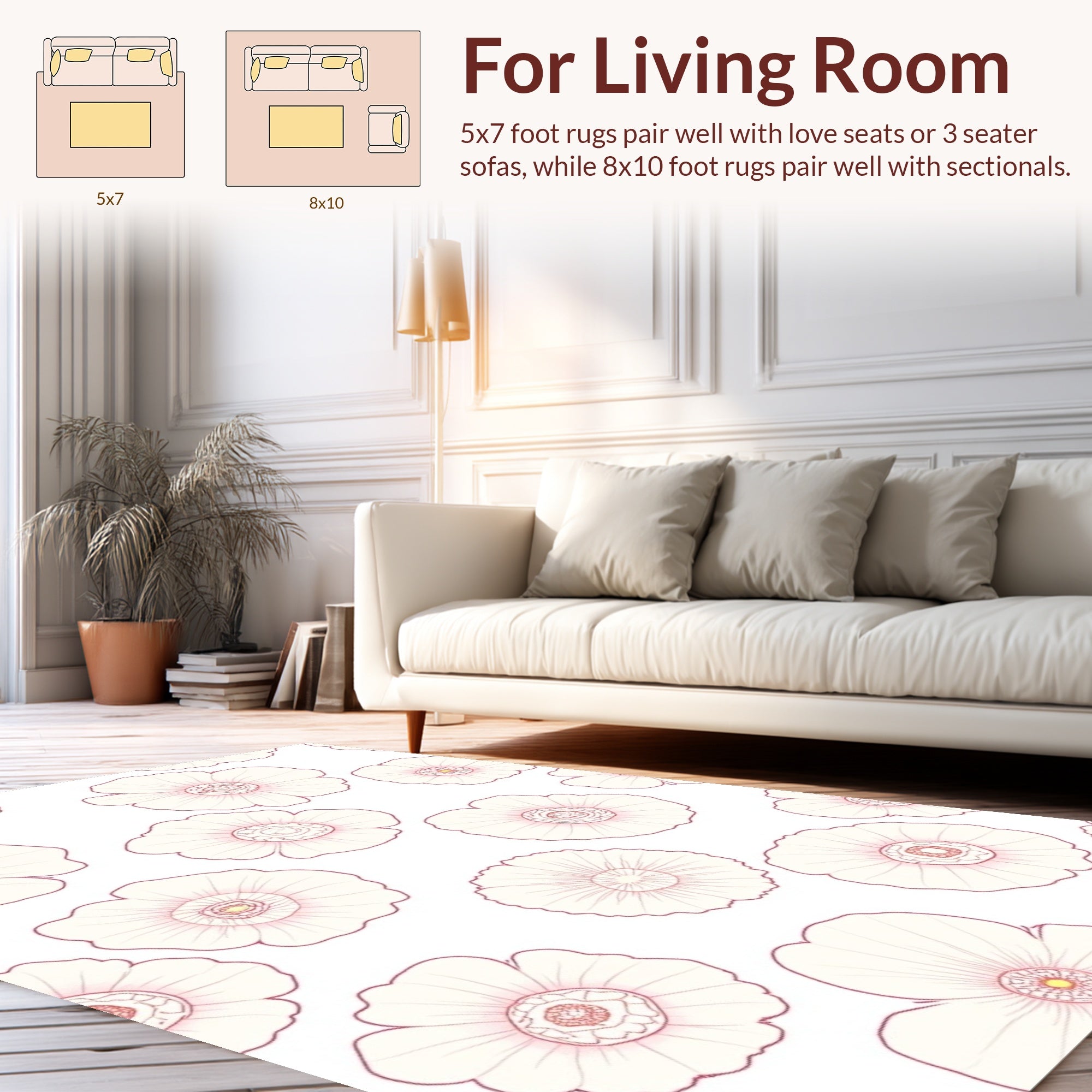Pastel Floral Outline Repeating Rug