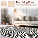 Abstract Black Swirls Maze Rug