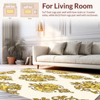 Golden Elaborate Damask Pattern Rug