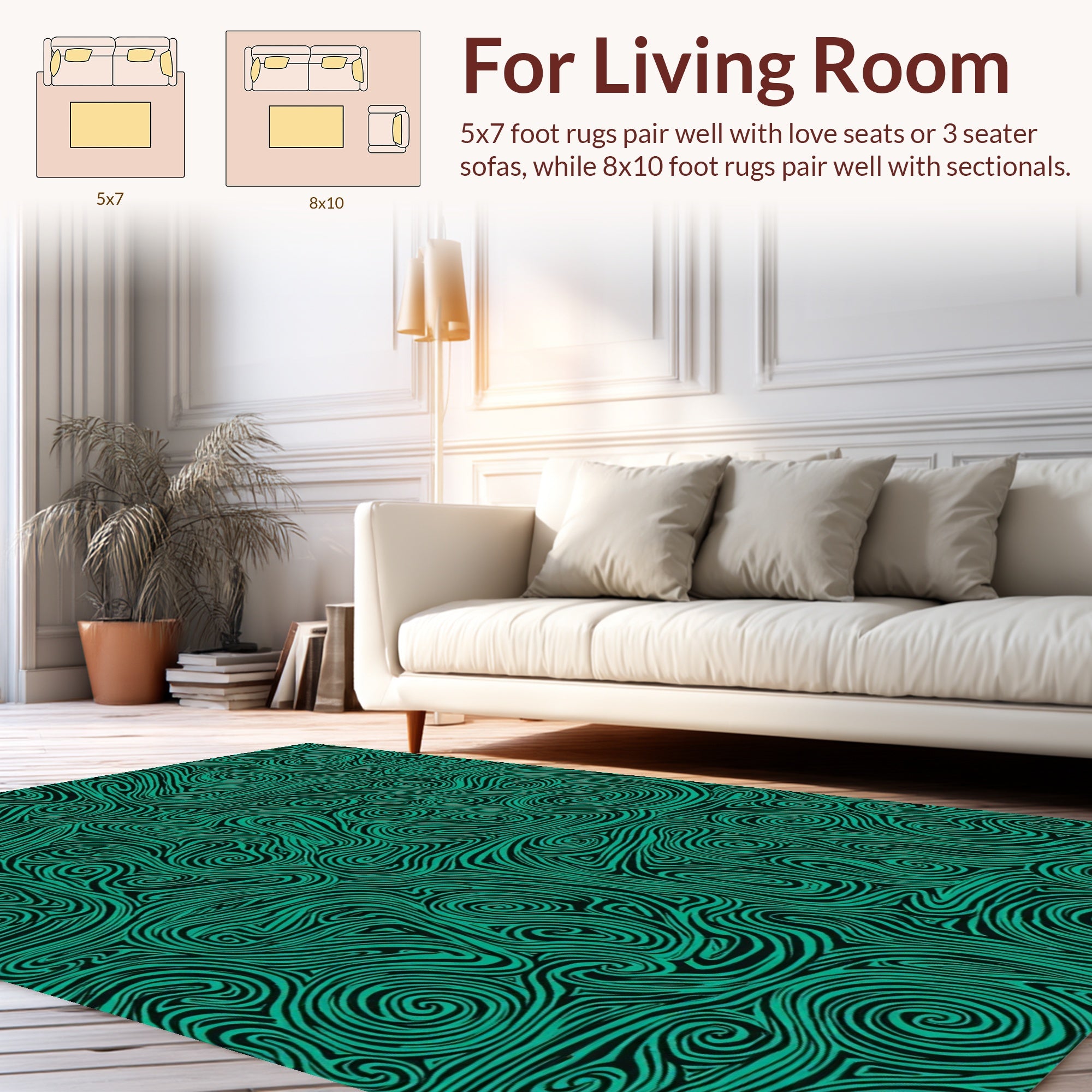 Swirling Teal Abstract Pattern Rug