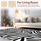 Bold Black White Striped Pattern Rug