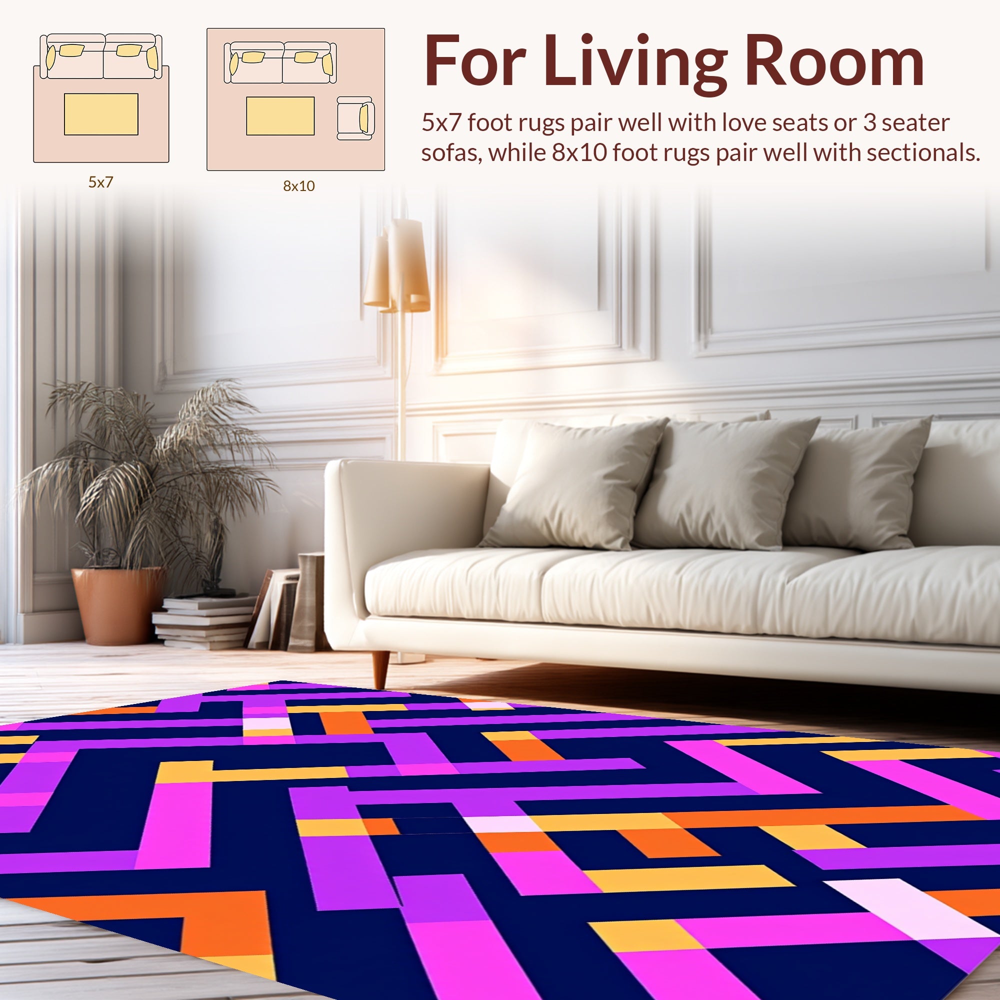 Colorful Geometric Maze Pattern Rug
