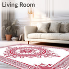 Crimson Floral Medallion Border Rug