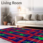 Reindeer Plaid Red Green Navy Rug