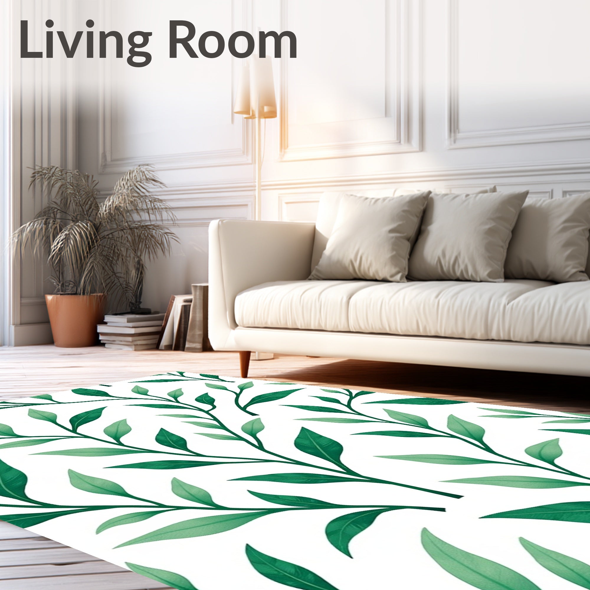 Various Dark Green Leafy Tendrils Rug