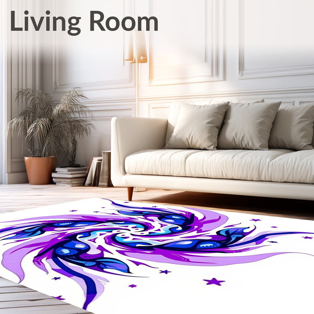 Whimsical purple blue star swirl Rug