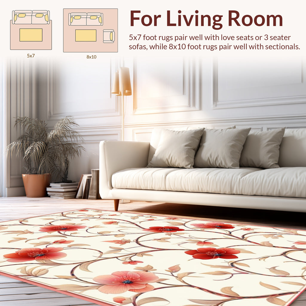 Elegant Floral Vine Serene Pattern Rug