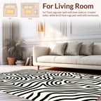 Bold Black White Abstract Lines Rug