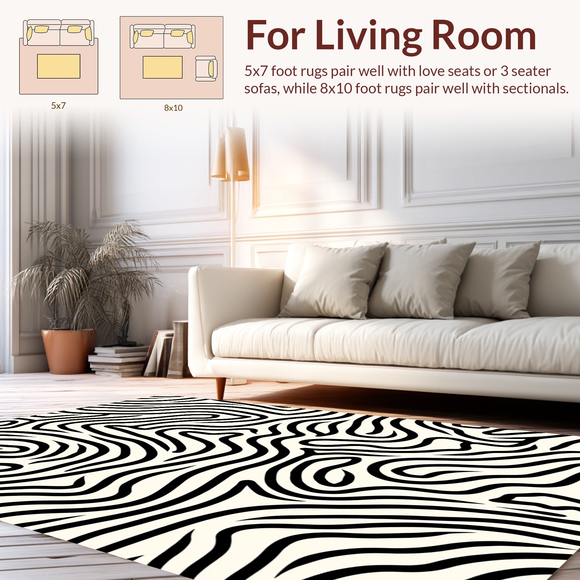 Bold Black White Abstract Lines Rug