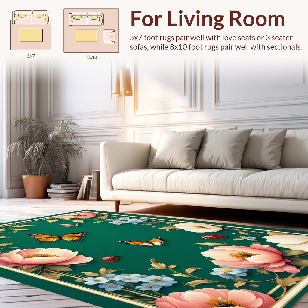Floral Butterflies Garden Pattern Rug