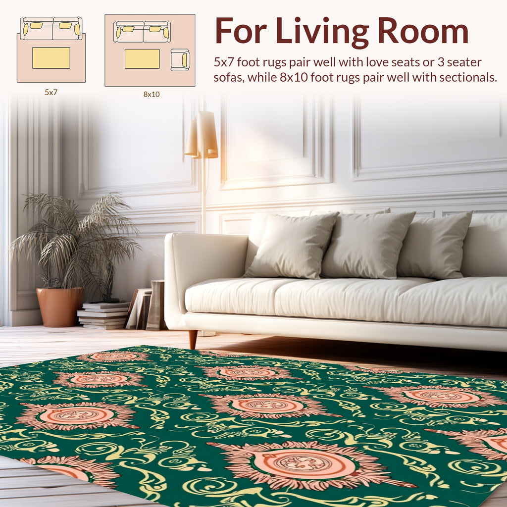 Art Deco Inspired Floral Patterned Rug