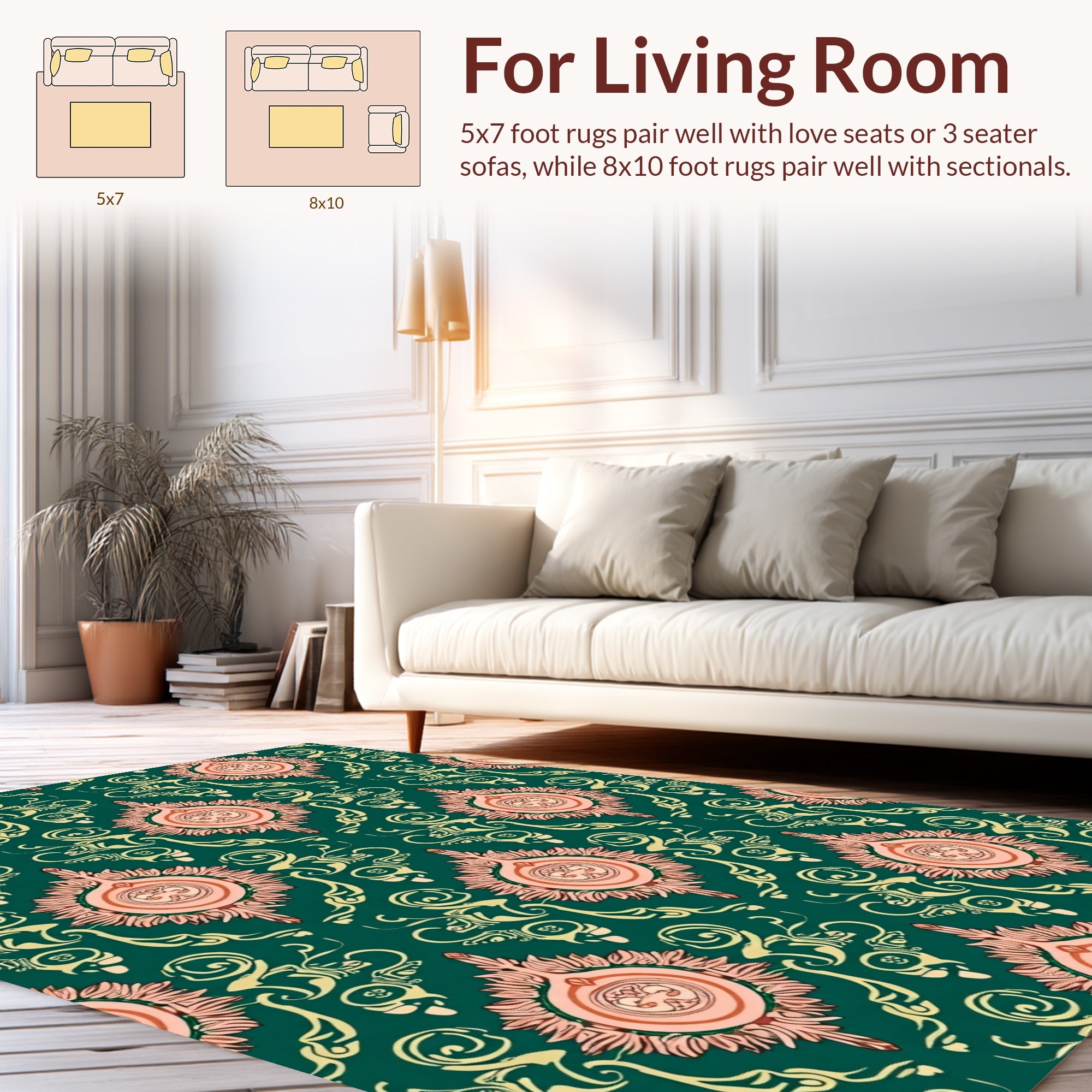 Art Deco Inspired Floral Patterned Rug