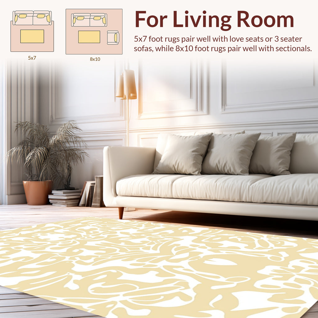Damask Cream Organic Pattern Rug