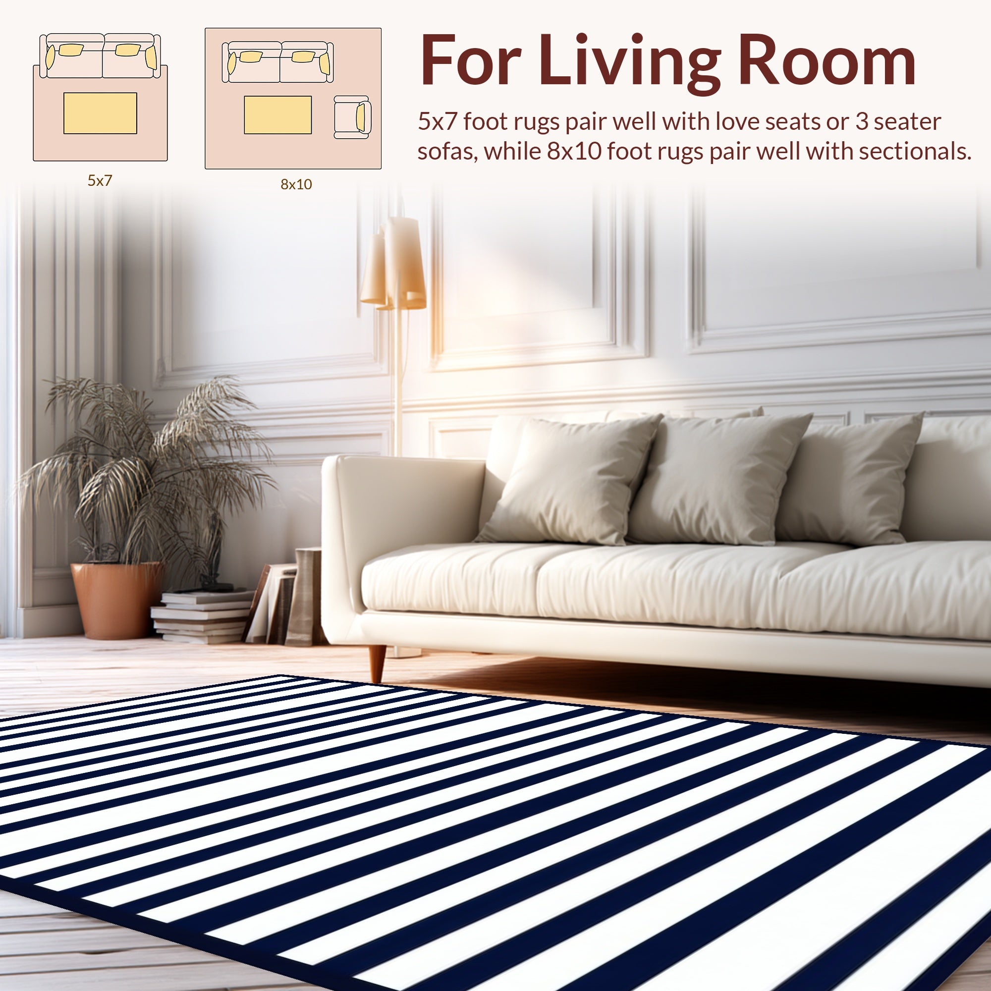 Classic Blue and White Stripe Rug