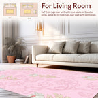 Soft Pink Botanical Sketch Pattern Rug