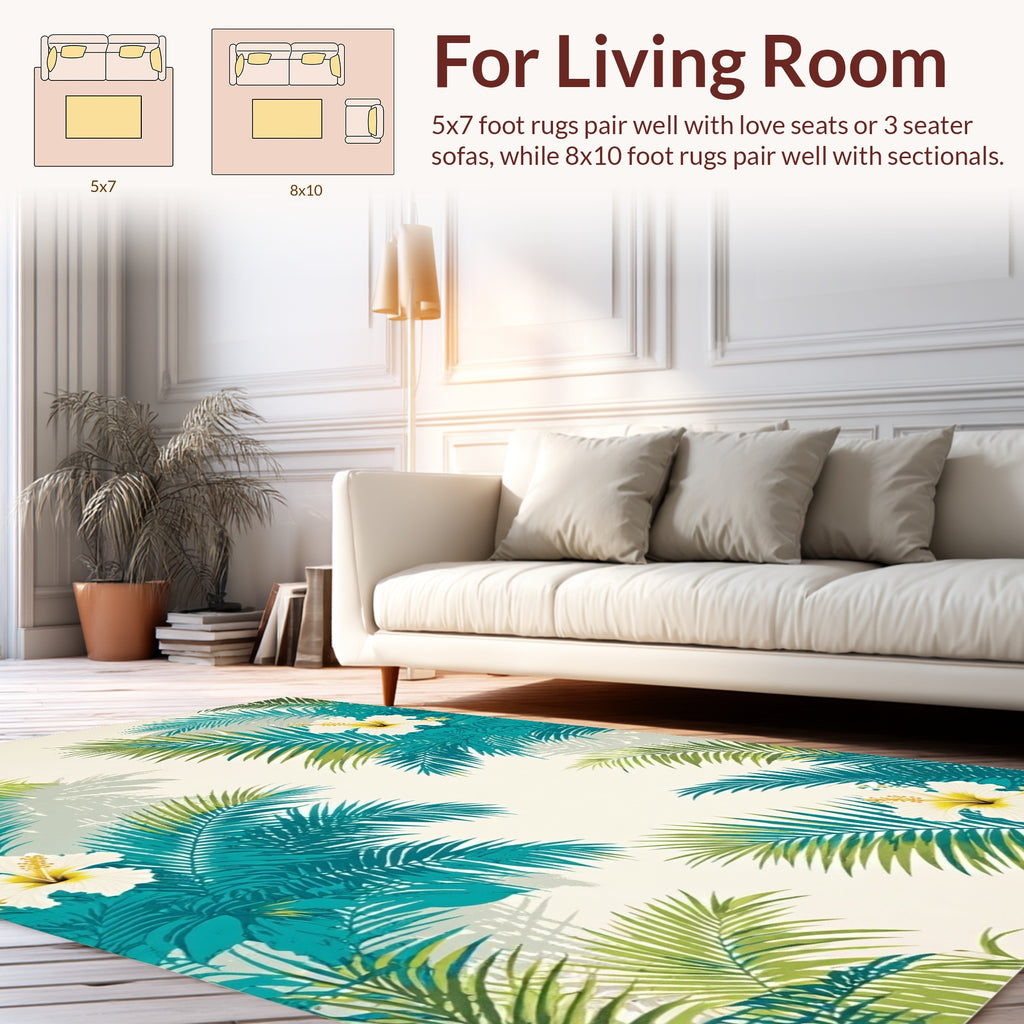 Tropical Floral Leaf Pattern Rug