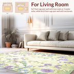 Floral Vines And Purple Bloom Design Rug