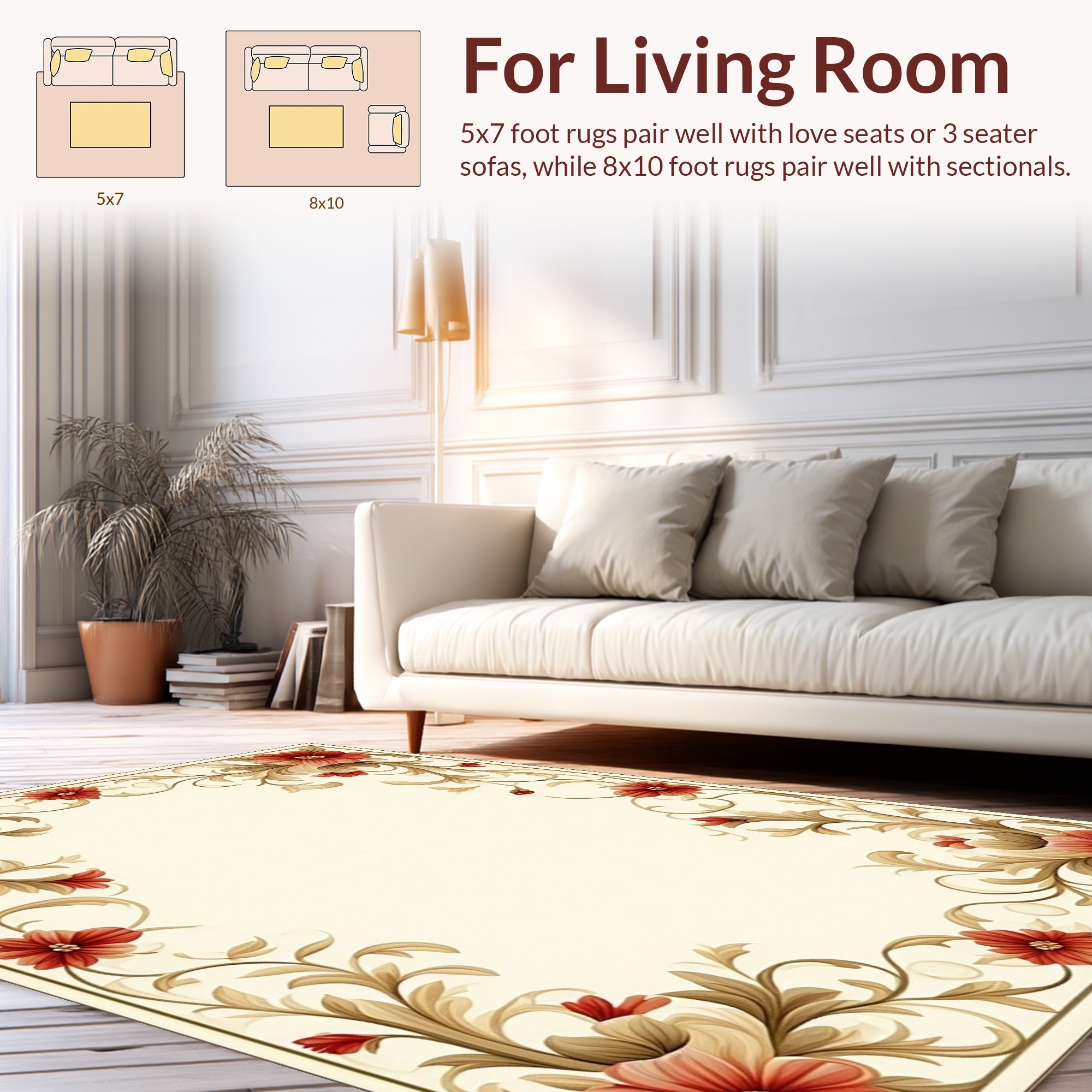 Floral Vine With Red Flowers Rug