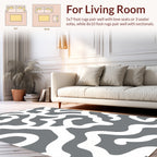 Abstract White Swirls on Gray Background Rug