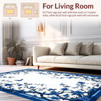 Blue Floral Branch With Bird Design Rug
